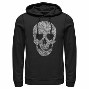 Men’s Lost Gods Lace Print Heart Skull Pull Over Hoodie