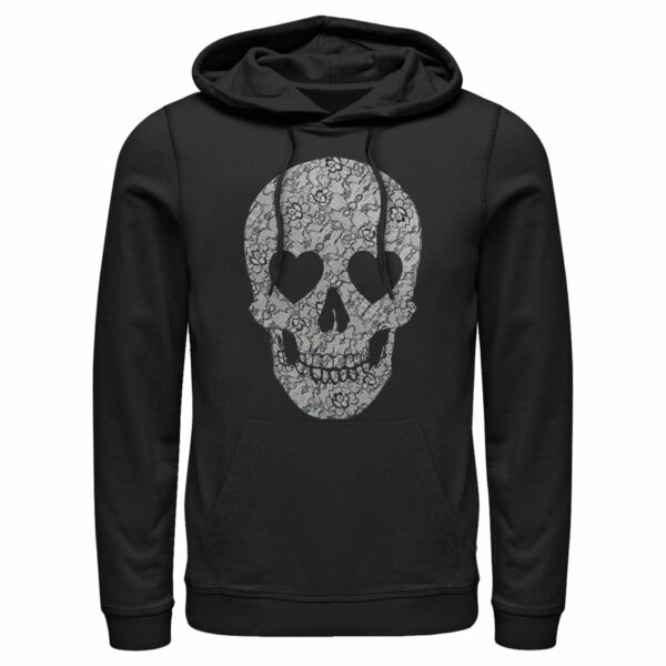 Men’s Lost Gods Lace Print Heart Skull Pull Over Hoodie