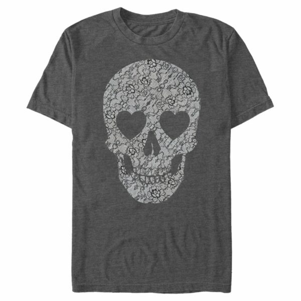 Men’s Lost Gods Lace Print Heart Skull T-Shirt