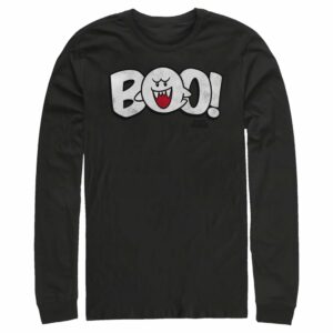 Men’s Nintendo Mario Boo! Bubble Text Long Sleeve Shirt