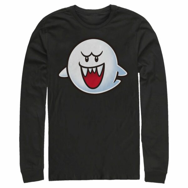 Men’s Nintendo Mario Boo Ghost Smile Long Sleeve Shirt