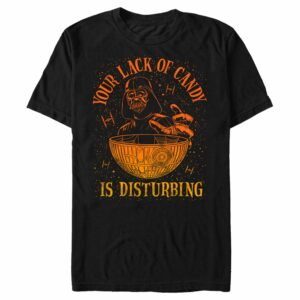 Men’s Star Wars A New Hope Halloween Darth Vader and Death Star Your Lack of Candy is Disturbing T-Shirt