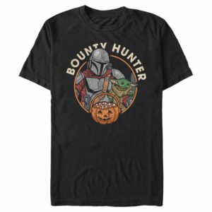 Men’s Star Wars The Mandalorian Halloween Candy Bounty Hunter Din Djarin and Grogu T-Shirt