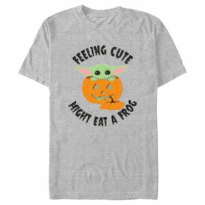 Men’s Star Wars The Mandalorian Halloween Grogu Jack-O’-Lantern Feeling Cute Might Eat a Frog T-Shirt