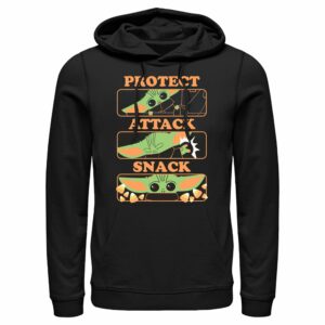 Men’s Star Wars The Mandalorian Halloween Grogu Protect Attack Snack Pull Over Hoodie