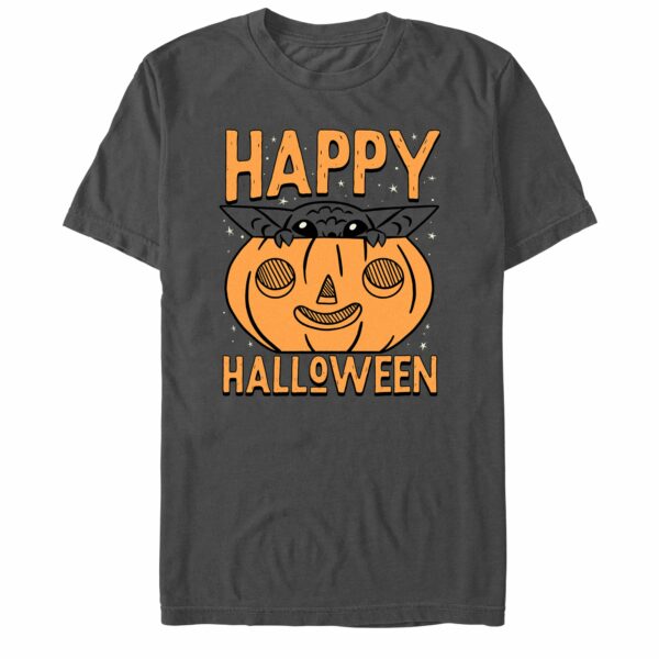 Men’s Star Wars The Mandalorian Halloween Grogu Pumpkin Peek T-Shirt