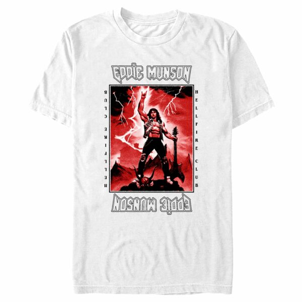 Men’s Stranger Things White Hellfire Club Rockstar Eddie Munson T-Shirt