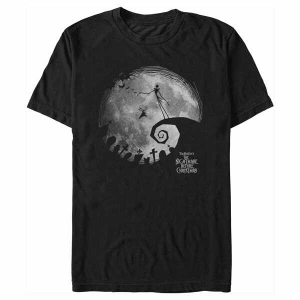 Men’s The Nightmare Before Christmas Black and White Moon Scene T-Shirt