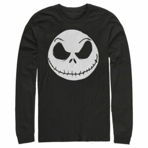 Men’s The Nightmare Before Christmas Halloween Jack Skellington Big Face Long Sleeve Shirt