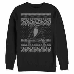 Men’s The Nightmare Before Christmas Jack Skellington Distressed Christmas Sweater Sweatshirt