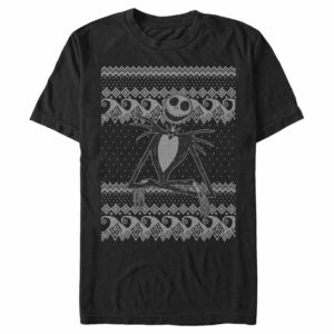 Men’s The Nightmare Before Christmas Jack Skellington Distressed Christmas Sweater T-Shirt