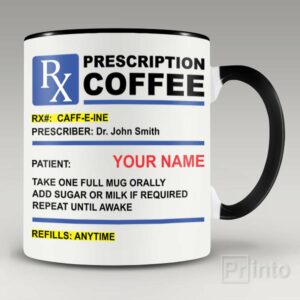 Prescription coffee – personalised mug