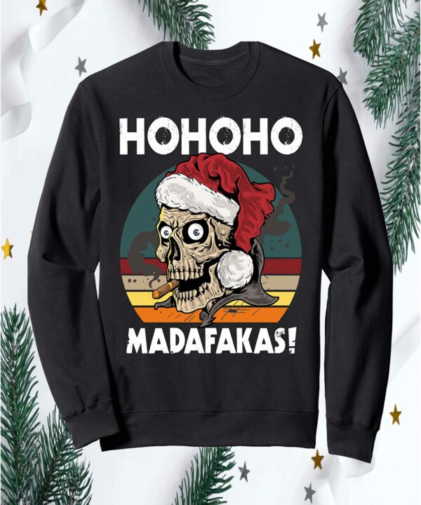 Skull Biker Death Skeleton Xmas Santa Claus Sweatshirt