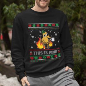 This Is Fine Dog Meme Christmas Sweater