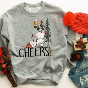 Tipsy Snowman Cheers Christmas Sweatshirt