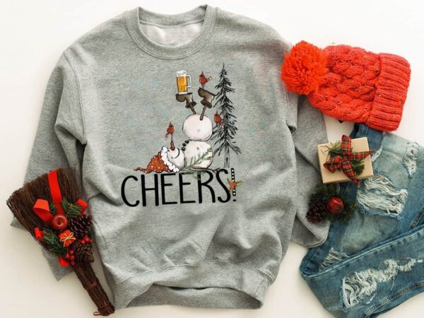 Tipsy Snowman Cheers Christmas Sweatshirt