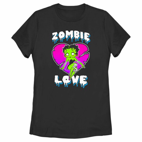 Women’s Betty Boop Halloween Green Zombie Love T-Shirt