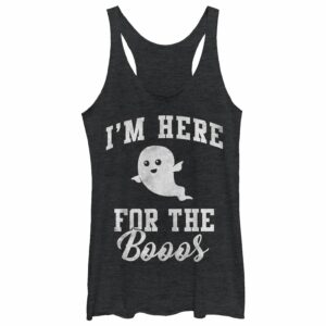 Women’s CHIN UP Halloween Ghost Here for Boos Racerback Tank Top