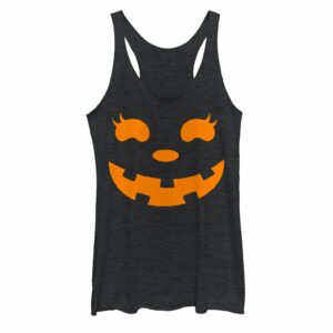 Women’s CHIN UP Halloween Jack o’ Lantern Face Racerback Tank Top