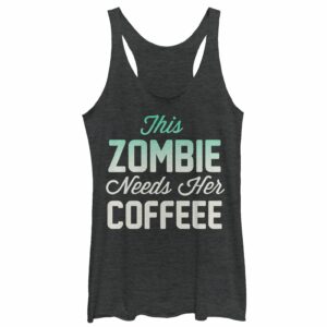 Women’s CHIN UP Halloween Zombie Needs Coffee Racerback Tank Top