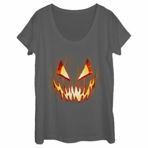 Women’s Lost Gods Evil Pumpkin Face Scoop Neck