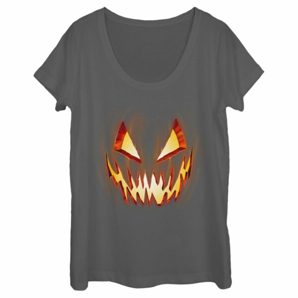 Women’s Lost Gods Evil Pumpkin Face Scoop Neck