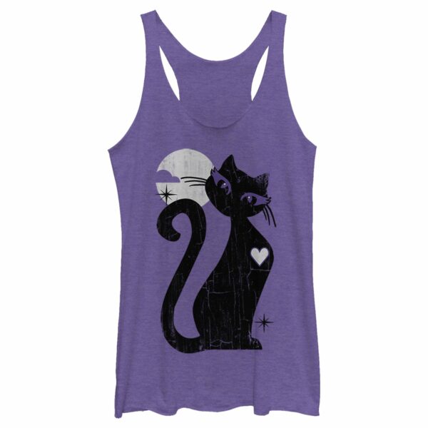 Women’s Lost Gods Halloween Full Moon Black Cat Heart Racerback Tank Top