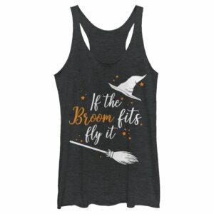 Women’s Lost Gods Halloween If the Broom Fits Fly It Racerback Tank Top