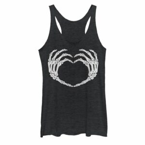 Women’s Lost Gods Halloween Skeleton Heart Hands Racerback Tank Top