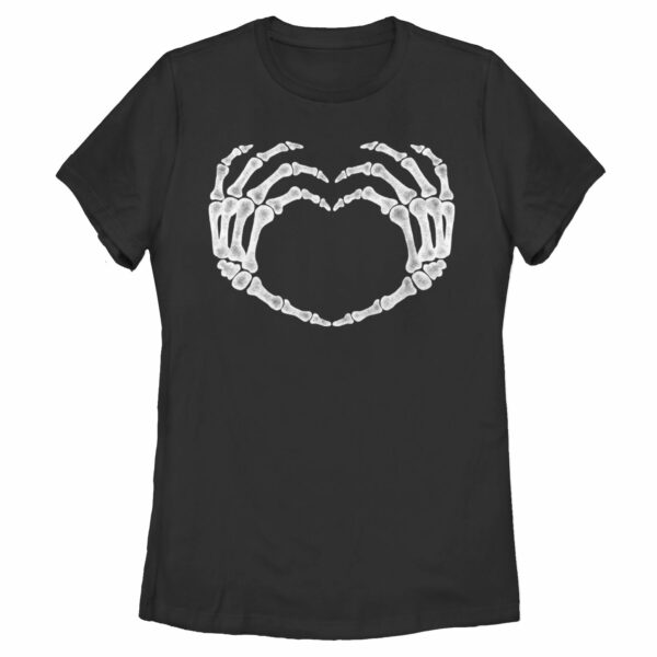 Women’s Lost Gods Halloween Skeleton Heart Hands T-Shirt