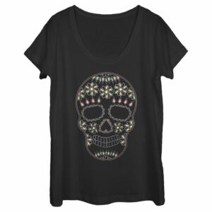 Women’s Lost Gods Halloween Sugar Skull Scoop Neck