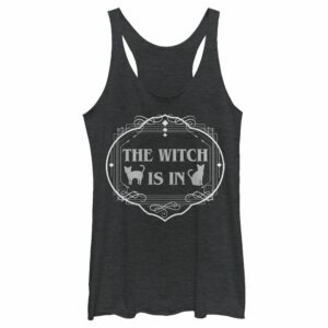 Women’s Lost Gods Halloween The Witch Is In Cats Racerback Tank Top