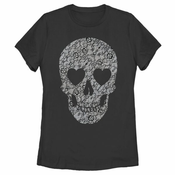 Women’s Lost Gods Lace Print Heart Skull T-Shirt