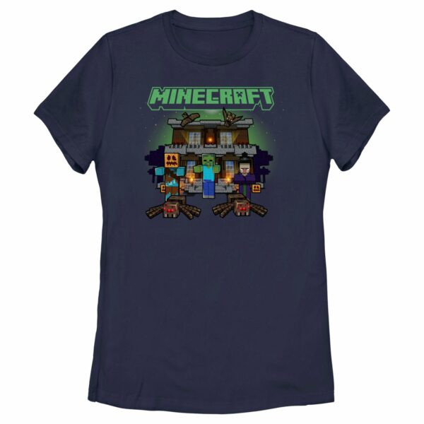 Women’s Minecraft Halloween Creeper Haunted House T-Shirt