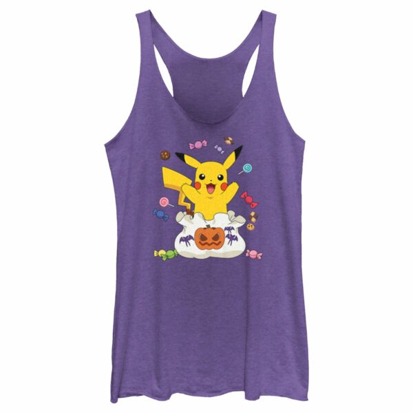 Women’s Pokemon Halloween Pikachu Bag of Candy Racerback Tank Top