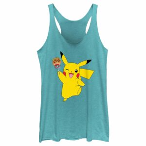 Women’s Pokemon Halloween Pikachu Jack-O’-Lantern Caramel Apple Racerback Tank Top