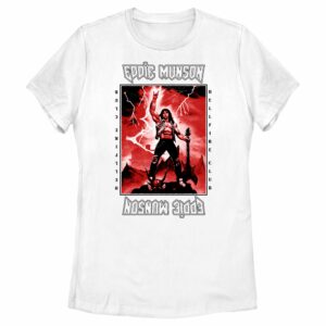 Women’s Stranger Things White Hellfire Club Rockstar Eddie Munson T-Shirt