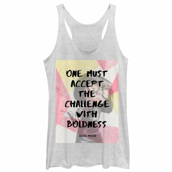 Women’s The Incredibles 2 Edna Mode Accept the Challenge Racerback Tank Top