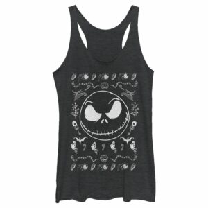 Women’s The Nightmare Before Christmas Halloween Jack Skellington Sweater Print Racerback Tank Top