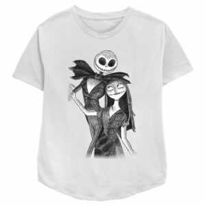 Women’s The Nightmare Before Christmas Jack and Sally Black and White Dance Sketch T-Shirt