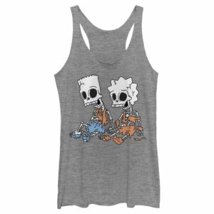 Women’s The Simpsons Skeleton Bart and Lisa Racerback Tank Top