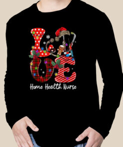 Buffalo Plaid LOVE Home Health Nurse Santa Candy Cane Xmas T-Shirt 1 Buffalo Plaid LOVE Home Health Nurse Santa Candy Cane Xmas T Shirt 2