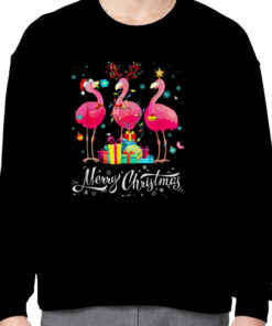 Flamingo Lights Santa Hat Sweater Xmas Tree Christmas T Shirt 3