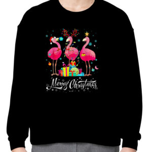 Flamingo Lights Santa Hat Sweater Xmas Tree Christmas T Shirt 3