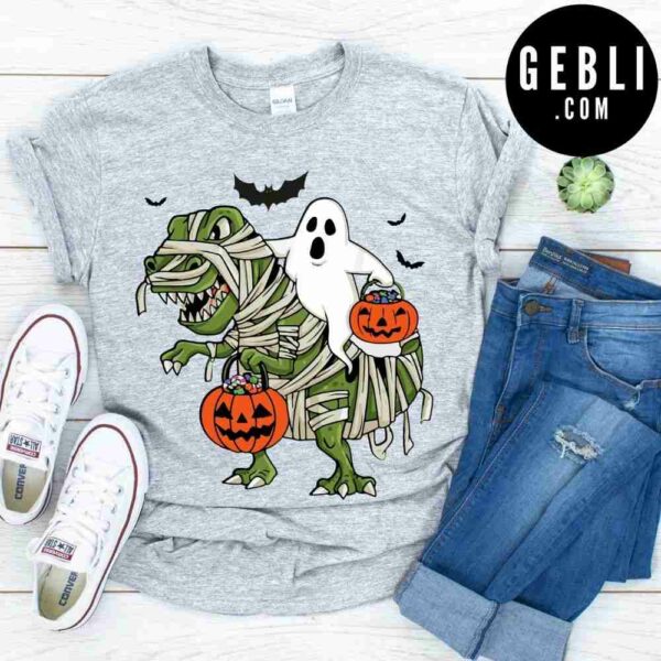 Halloween Ghost Riding T Rex Shirt