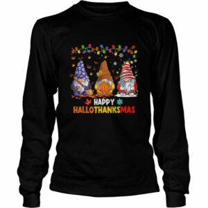 Halloween Thanksgiving Christmas Happy HalloThanksMas Gnomes Shirt 2