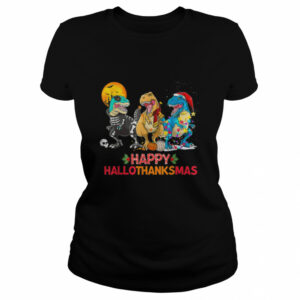 Halloween Thanksgiving Christmas Happy HalloThanksMas T Rex T Shirt 1