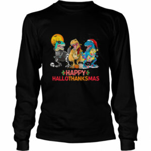 Halloween Thanksgiving Christmas Happy HalloThanksMas T Rex T Shirt 2