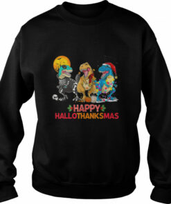 Halloween Thanksgiving Christmas Happy HalloThanksMas T Rex T Shirt 3