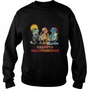 Halloween Thanksgiving Christmas Happy HalloThanksMas T Rex T Shirt 3